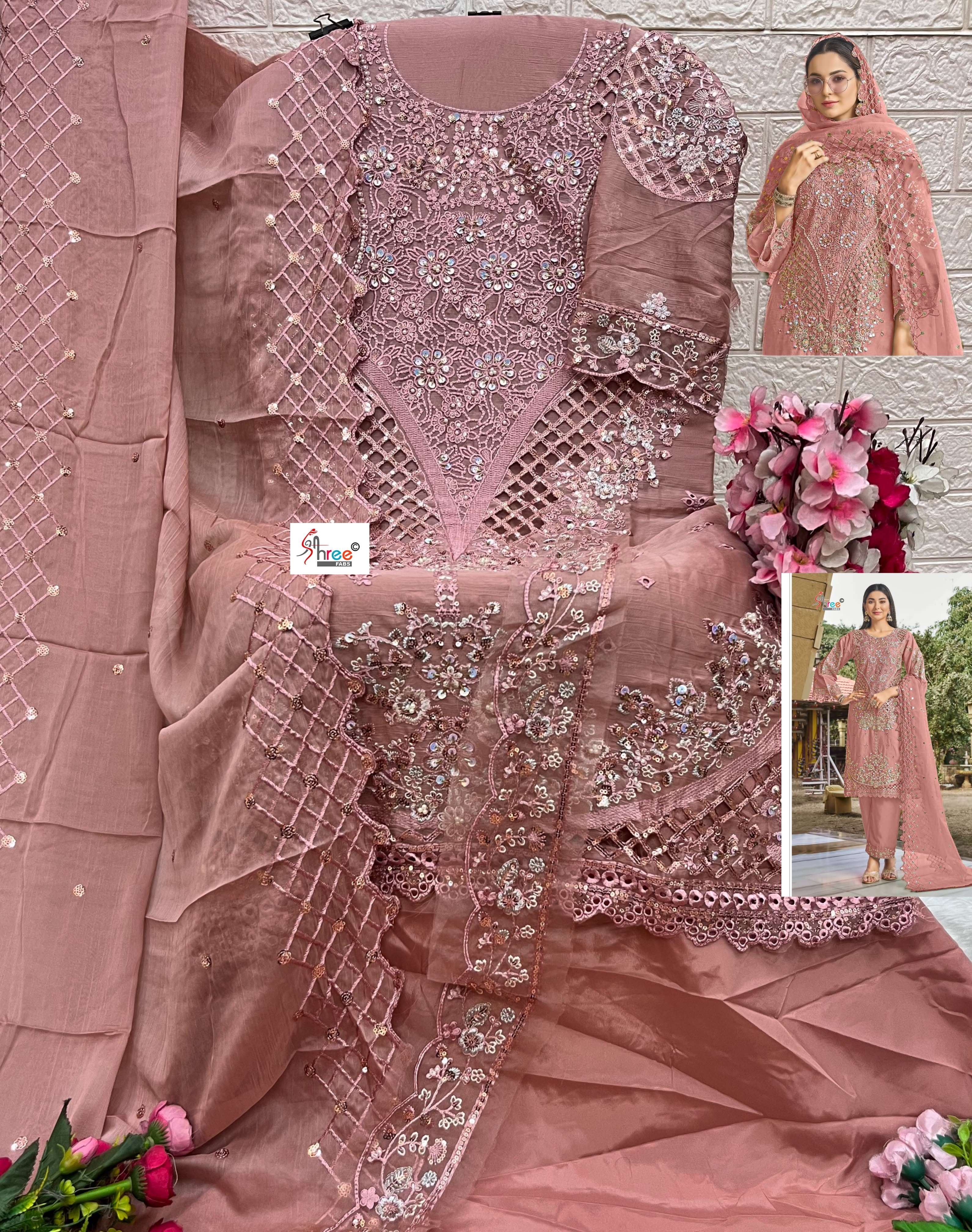 SHREE FABS SF 5619 COLOR CHIFFON EMBROIDERY PATTERN SUIT LADIES WHOLESALER GUJARAT